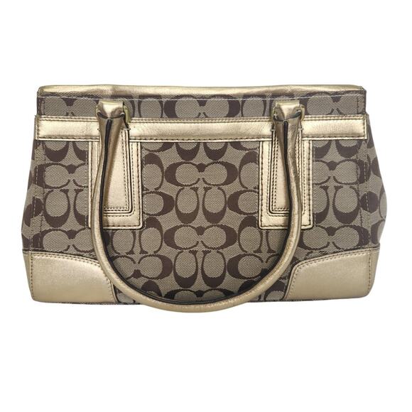 Coach Hampton Signature Canvas Gold Satchel F11062 NWT - Picture 2 of 13